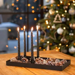 Magnet Adventskranz Länglich, Schwarz, Metall, 42 Cm