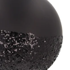 Mattschwarze Weihnachtskugel Mit Schwarzem Glitzerdekor