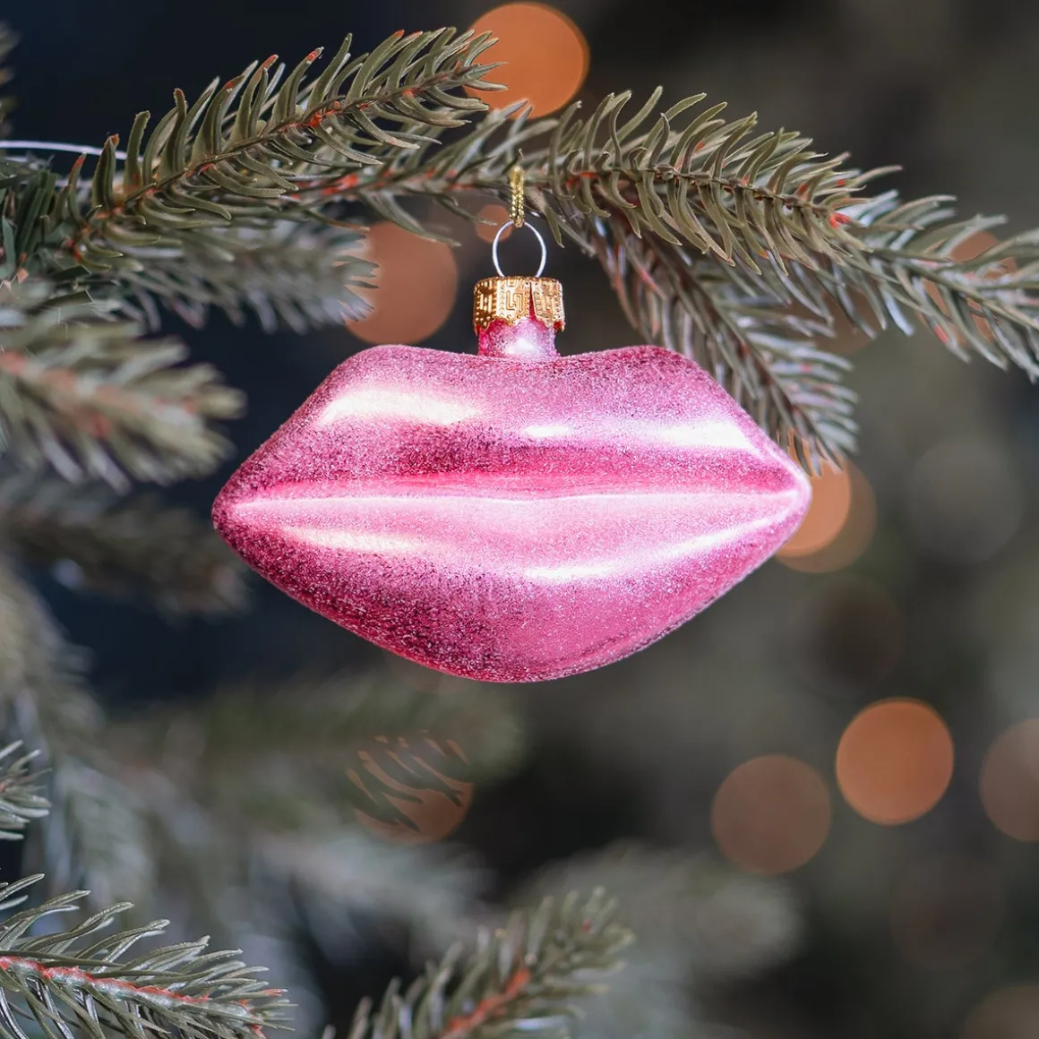 Modische Rosafarbene Lippen Als Weihnachtsanhänger