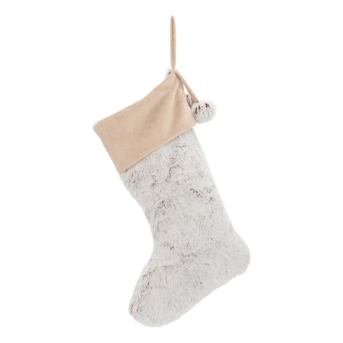 Nikolausstrumpf Grau-braun, Stoff, 45 Cm