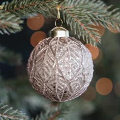 Nostalgische Braune Weihnachtskugel Mit Blattmotiv