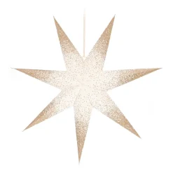 Papierstern, Weiß, Mit Goldglitzer & Lochmuster, 60 Cm