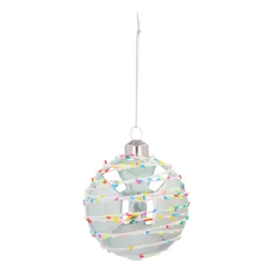 Pastellgrüne Weihnachtskugel Mit Bunten Kristallen