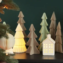 Porzellan-Tannenbaum Im 3D-Format, Taupe, 21 Cm