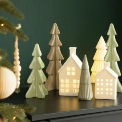 Porzellan-Tannenbaum Im 3D-Format, Taupe, 28 Cm