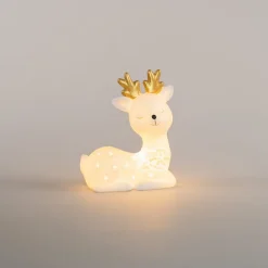 Rentier Mit LED Beleuchtung, Weiß, Porzellan, 12,5 Cm