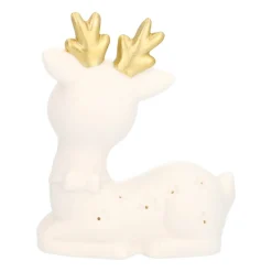 Rentier Mit LED Beleuchtung, Weiß, Porzellan, 12,5 Cm