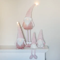 Rosa Gnom Mit Beleuchteter Mütze Und Fröhlichem Outfit