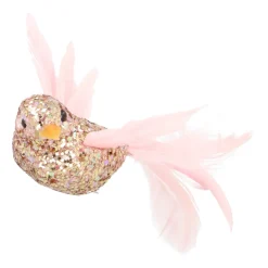 Rosa Vogel Auf Klammer Mit Funkelnden Glitzern