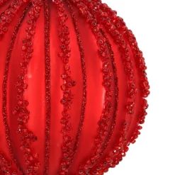 Rote Craquelé-Weihnachtskugel Im Vintage-Look Mit Glitzerlinien