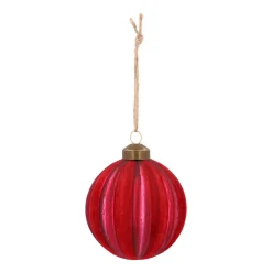 Rote Weihnachtskugel Mit Nostalgischem Filz