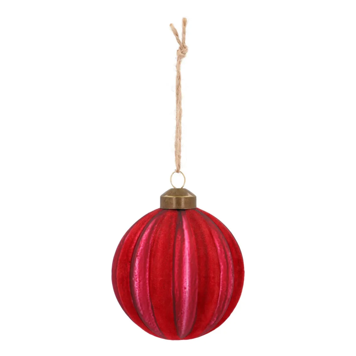 Rote Weihnachtskugel Mit Nostalgischem Filz