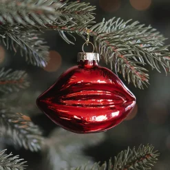 Roter Glas-Weihnachtsschmuck Mund