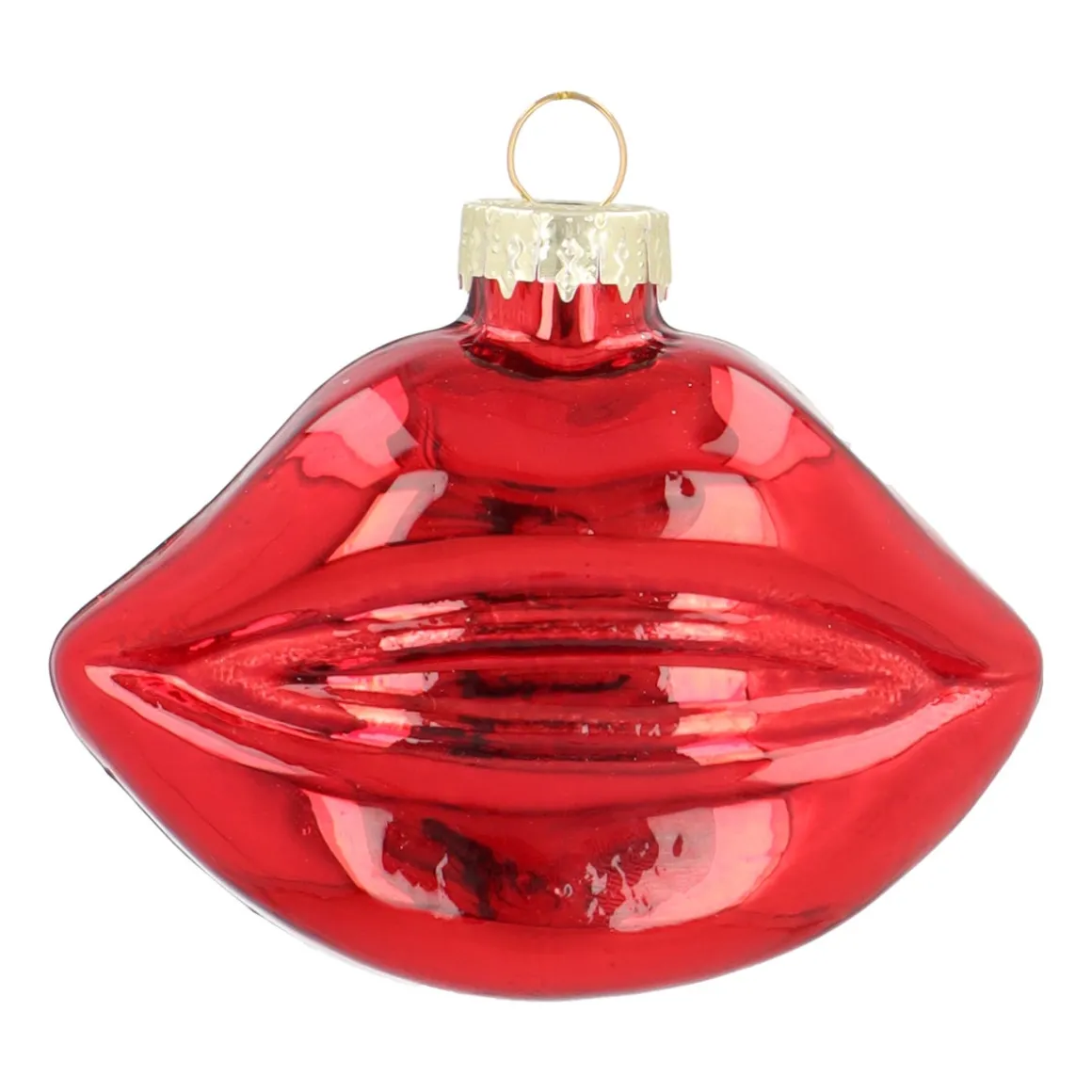 Roter Glas-Weihnachtsschmuck Mund