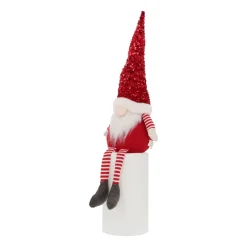 Roter Zwerg Mit Baumelnden Beinen Und Paillettenmütze