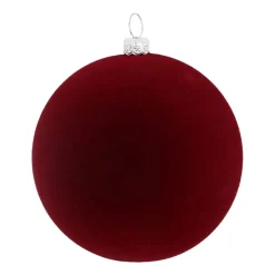 Samt Weihnachtskugel, Bordeaux, Kunststoff, 8 Cm