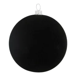 Samt Weihnachtskugel, Schwarz, Kunststoff, 8 Cm