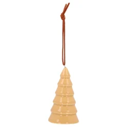 Sandfarbener Porzellan-Weihnachtsanhänger In Baumform