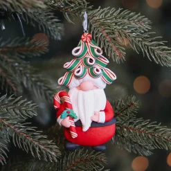 Santa Claus Weihnachtsbaumanhänger Mit Hipper Frisur Und Zuckerstange