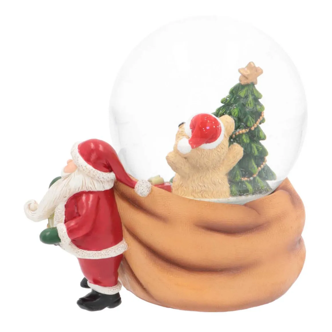 Schneekugel Weihnachtsmann Zieht Sack, Mit Spieluhr, Ø 10 Cm