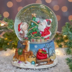 Schneekugel Weihnachtsmann Mit Kind, Mit Spieluhr, Ø 10 Cm