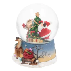 Schneekugel Weihnachtsmann Mit Kind, Mit Spieluhr, Ø 10 Cm