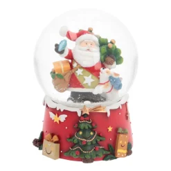 Schneekugel Weihnachtsmann Mit Hund, Mit Spieluhr, Ø 10 Cm