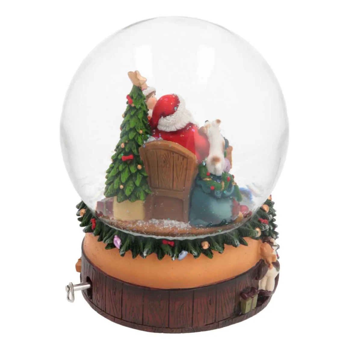 Schneekugel Weihnachtsmann Am Schreibtisch, Mit Spieluhr, Ø 14,5 Cm