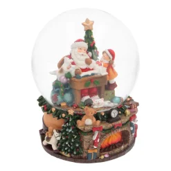 Schneekugel Weihnachtsmann Am Schreibtisch, Mit Spieluhr, Ø 14,5 Cm