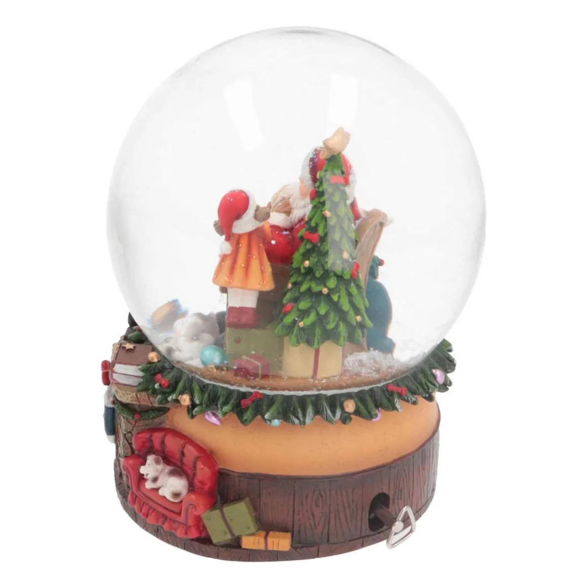 Schneekugel Weihnachtsmann Am Schreibtisch, Mit Spieluhr, Ø 14,5 Cm