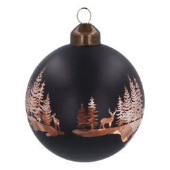 Schwarze Weihnachtskugel Mit Winterlandschaft
