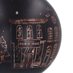 Schwarze Weihnachtskugel Mit Häuschen-Motiv