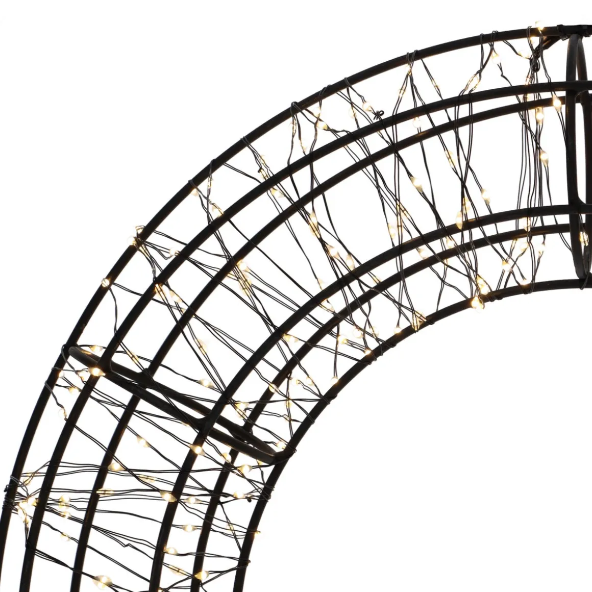 Schwarzer Weihnachtskranz Mit 600 LED-Lämpchen