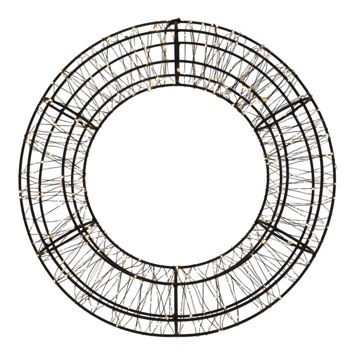 Schwarzer Weihnachtskranz Mit 600 LED-Lämpchen