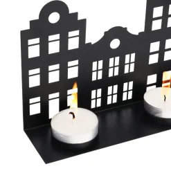 Schwarzes Grachtenhaus Für Teelichter