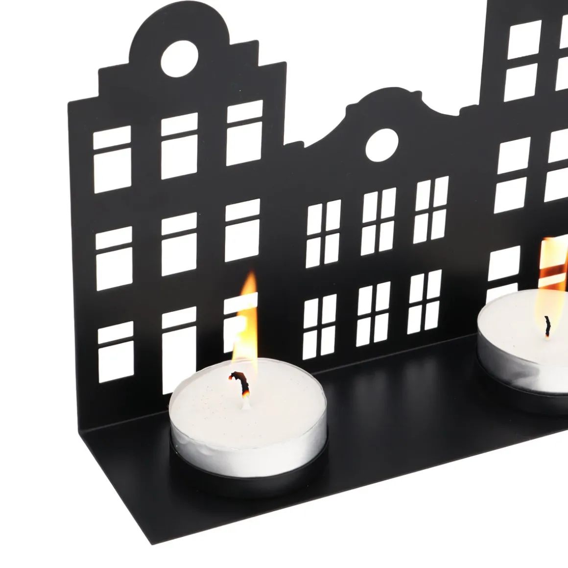 Schwarzes Grachtenhaus Für Teelichter