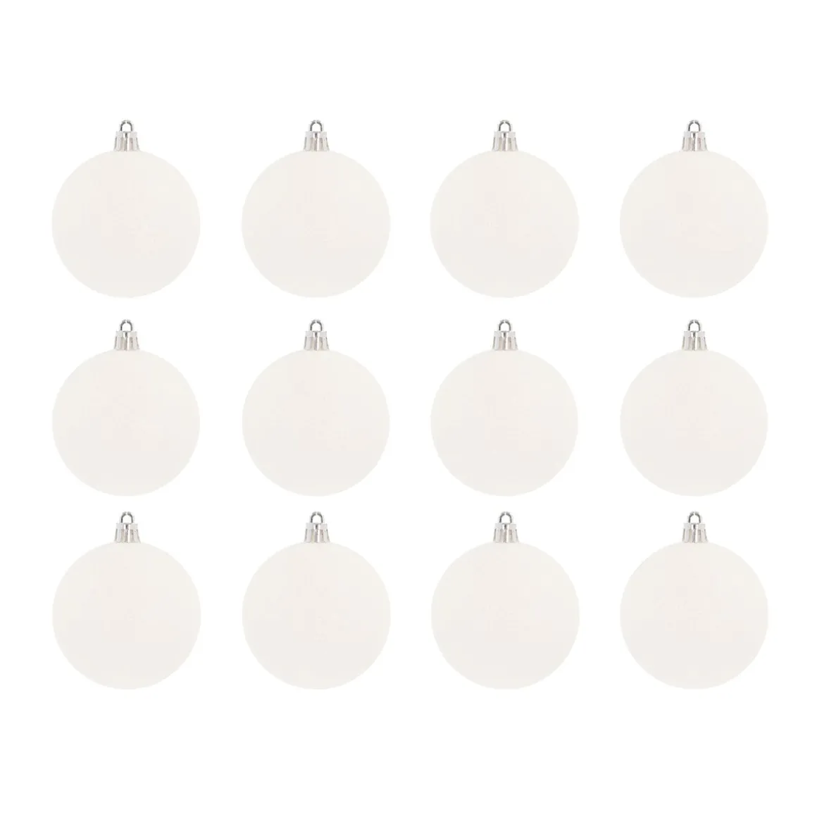 Set Von 12 Weißen Weihnachtskugeln Mit Glitzer In Box