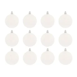 Set Von 12 Weißen Weihnachtskugeln Mit Glitzer In Box