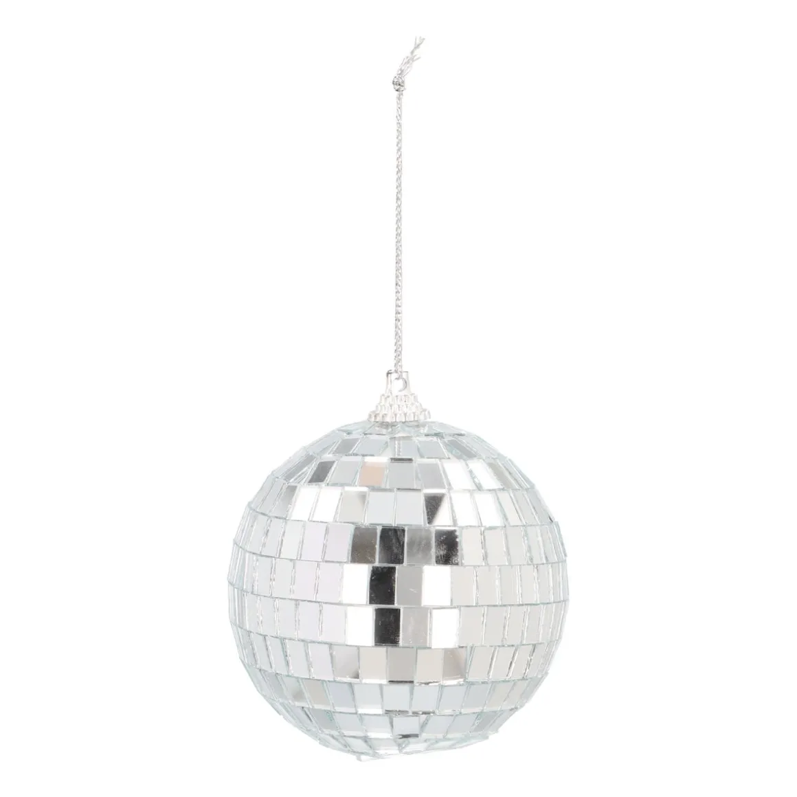 Silberne Disco-Weihnachtskugel Mit Reflektierenden Spiegelplättchen