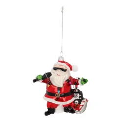 Singender Weihnachtsmann Mit Sonnenbrille Und Mikrofon Als Weihnachtsdeko