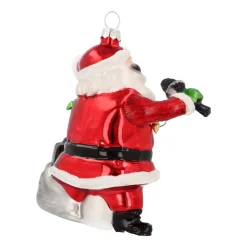 Singender Weihnachtsmann Mit Sonnenbrille Und Mikrofon Als Weihnachtsdeko