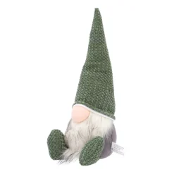 Sitzender Weihnachtswichtel, Grün, Stoff, 33 Cm