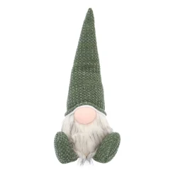 Sitzender Weihnachtswichtel, Grün, Stoff, 33 Cm