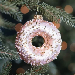 Stilvoller Donut-Weihnachtsanhänger Mit Goldenen Perlen