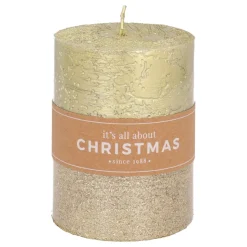 Stumpenkerze, Altgold Metallic, Paraffin, 10 Cm