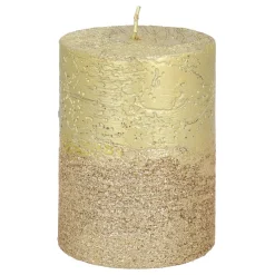 Stumpenkerze, Altgold Metallic, Paraffin, 10 Cm