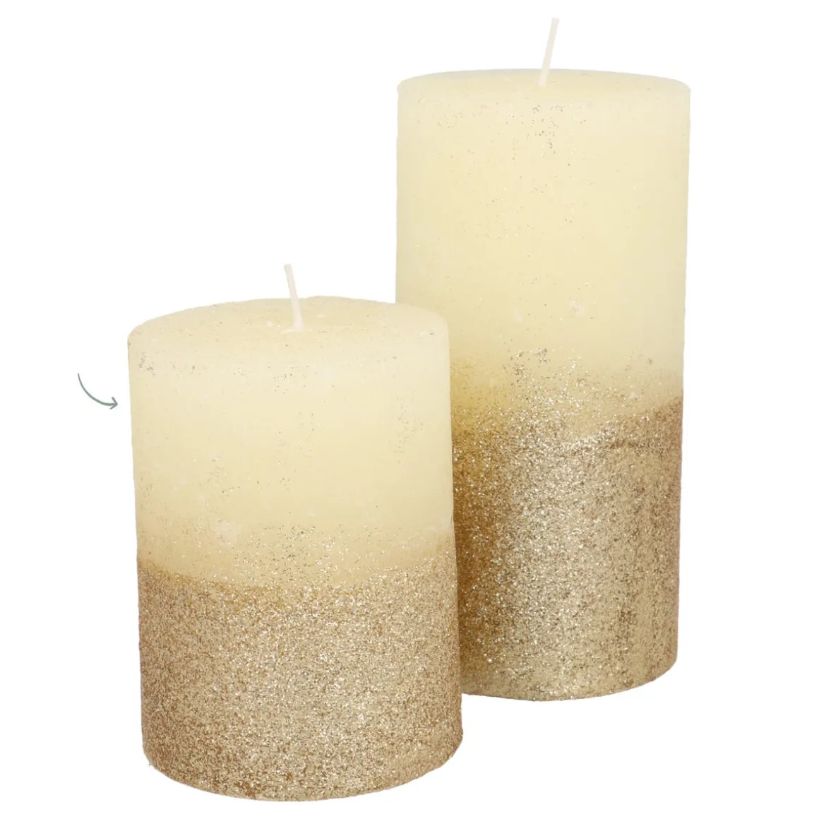 Stumpenkerze, Elfenbein Mit Goldenem Glitzer, Paraffin, 10 Cm