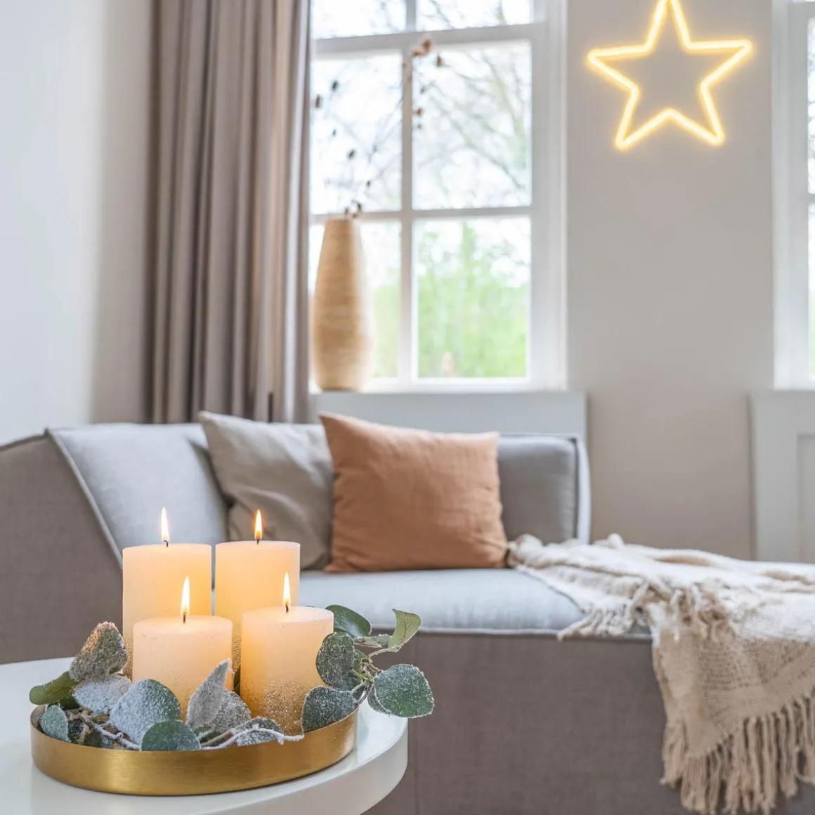 Stumpenkerze, Elfenbein Mit Goldenem Glitzer, Paraffin, 10 Cm