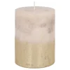 Stumpenkerze, Taupe Mit Goldenem Glitzer, Paraffin, 10 Cm