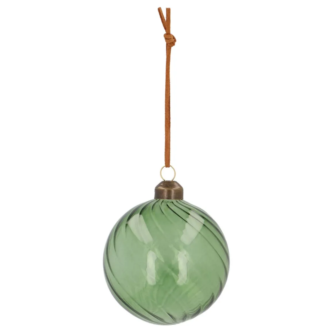 Tannengrüne Transparente Weihnachtskugel "Swirl"| 8 Cm